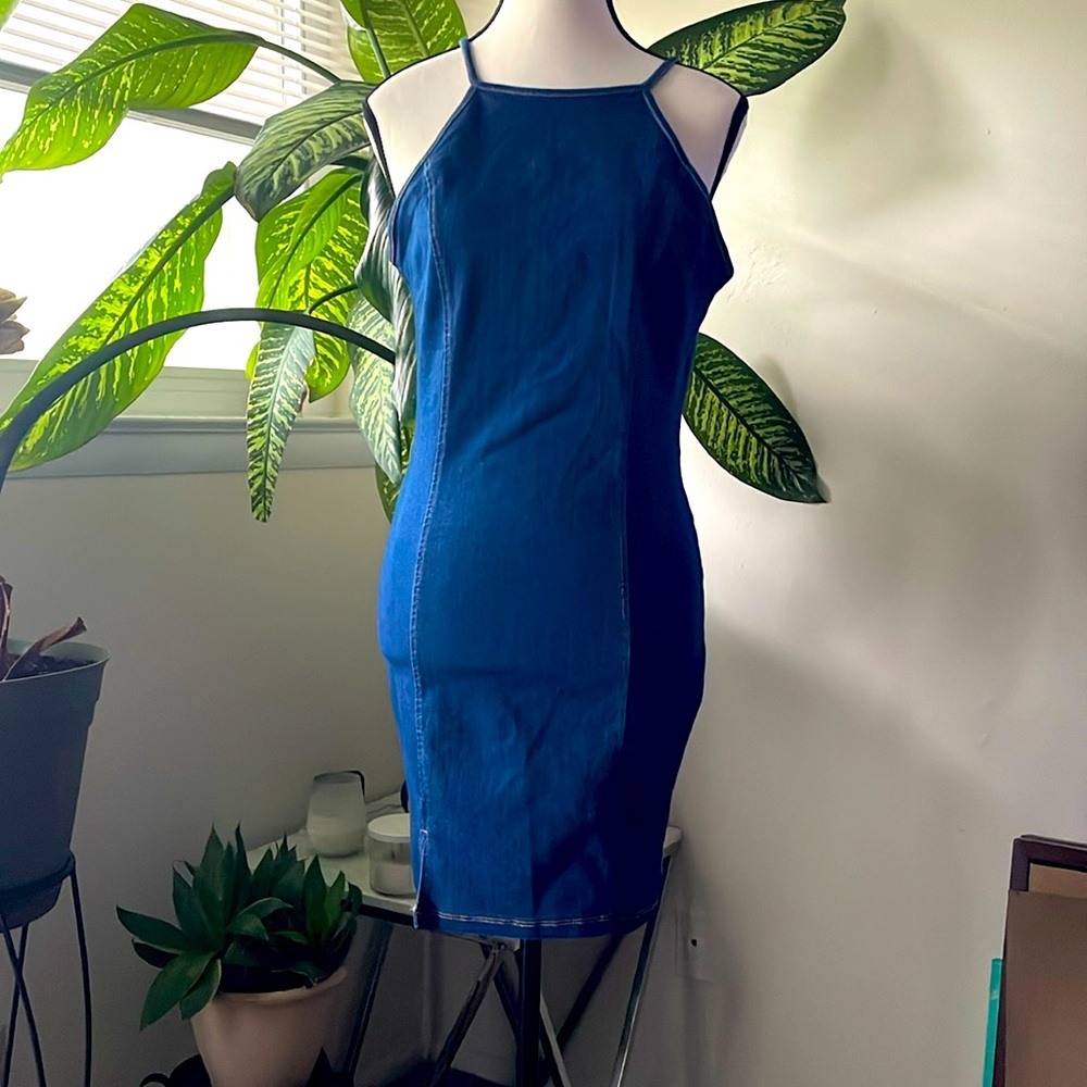 Denim Blue Backless Dress NWT